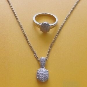 Diamond Accent Necklace & Ring Size 7 Set
